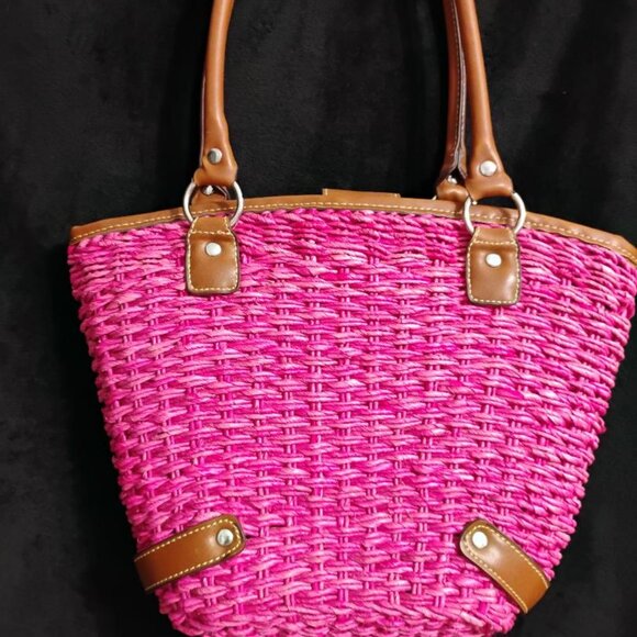 American Living Pink and Brown Woven Tote Bag - Picture 5 of 16